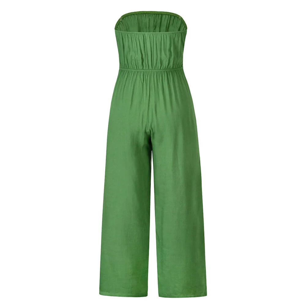 Casual Backless Slim Suspenders Straight Jumpsuit for Women