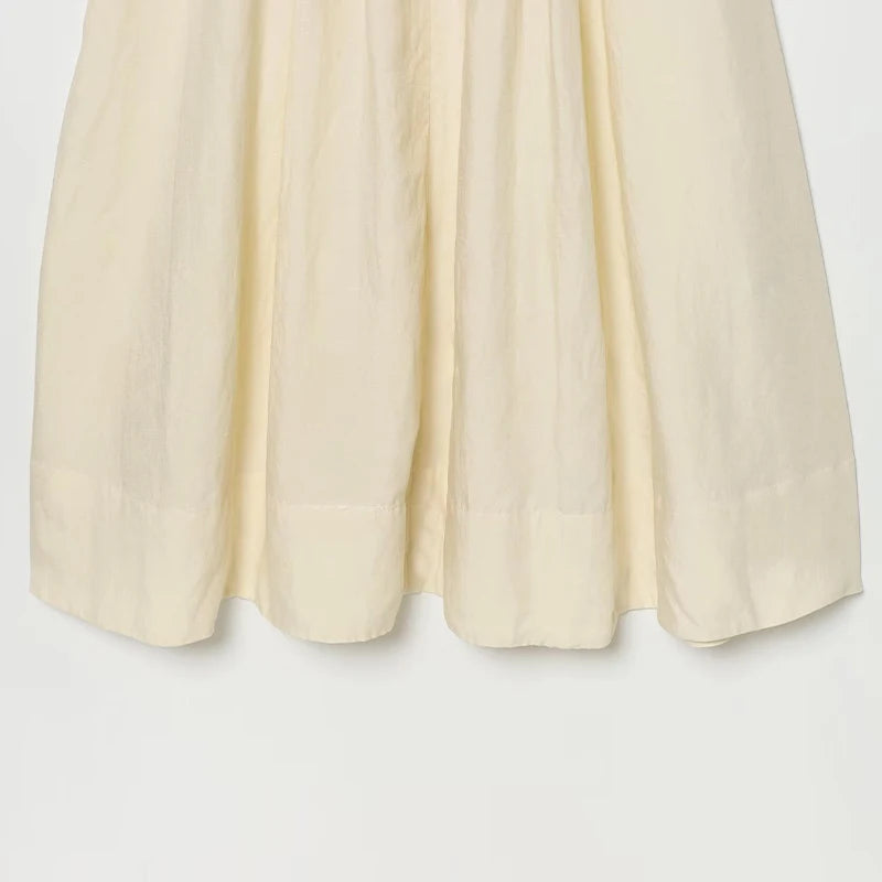 Lace Up Pleated Lantern Sleeve Midi Dress for Women