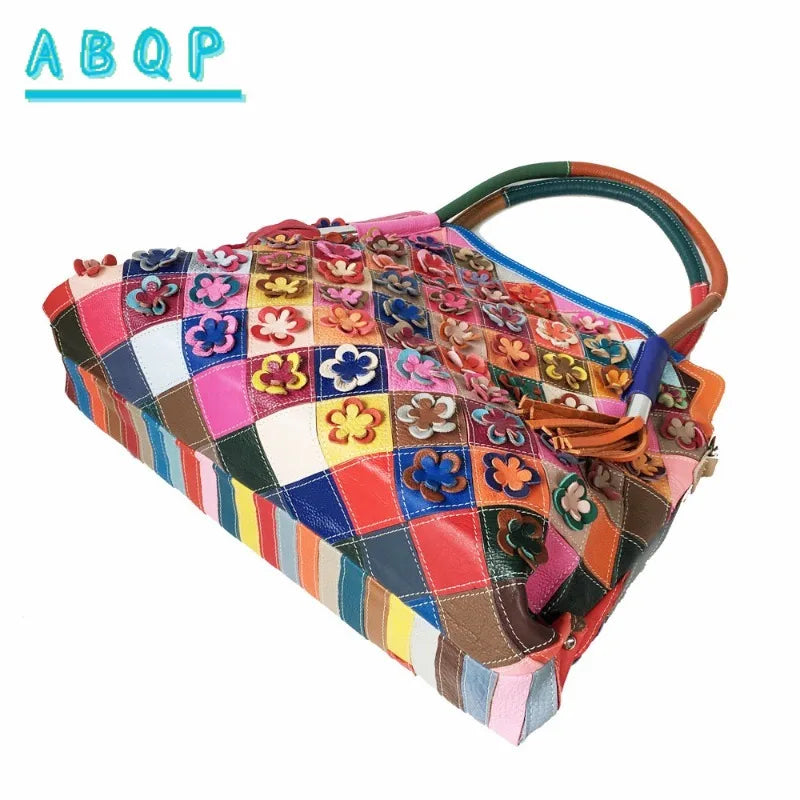 ABQP New Women's Handbag Luxury Brand Genuine Leather Hand-stitched Women's Shoulder Crossbody Bag Fashionable Women's Bag