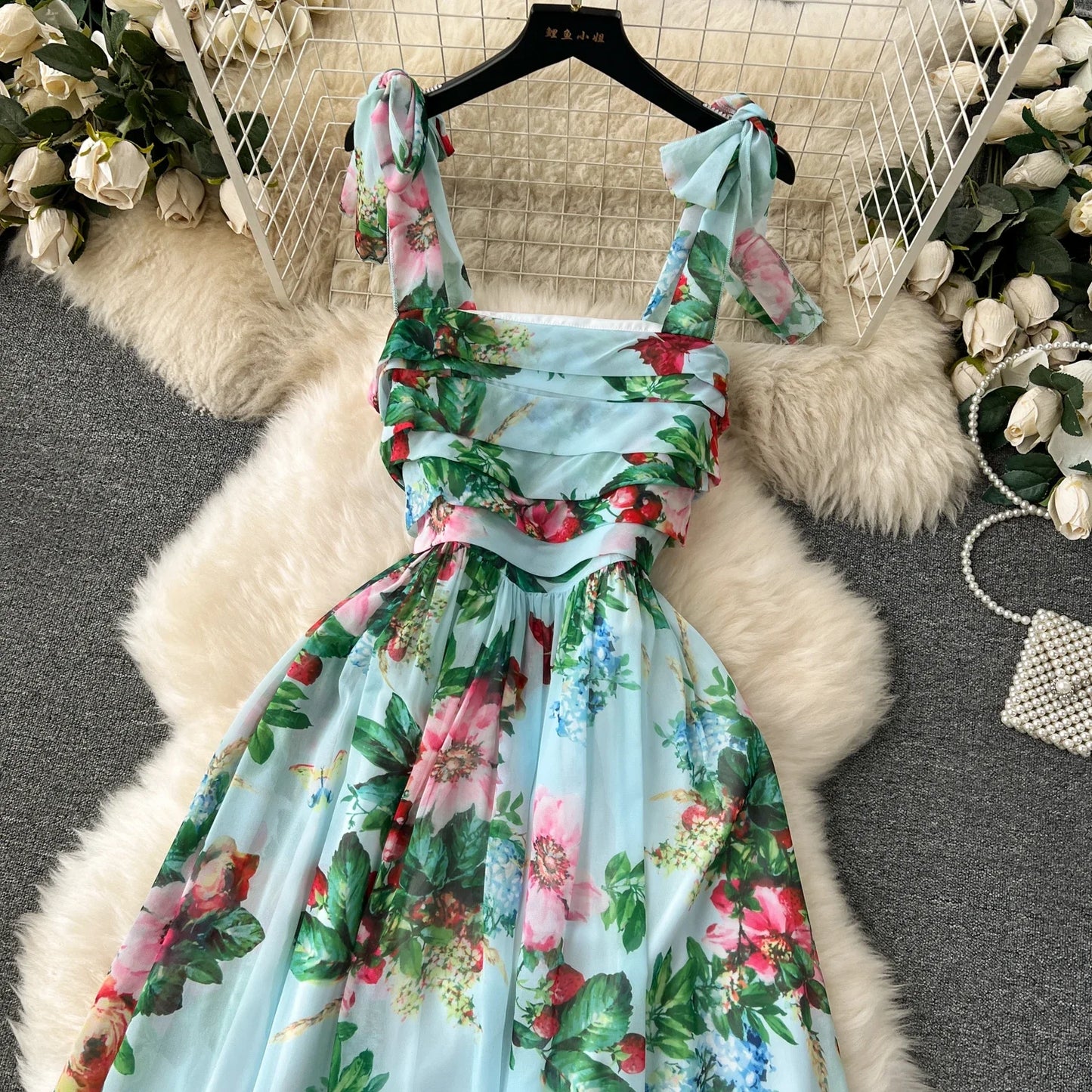 Elegant Floral Off Shoulder A Line Dress for Women