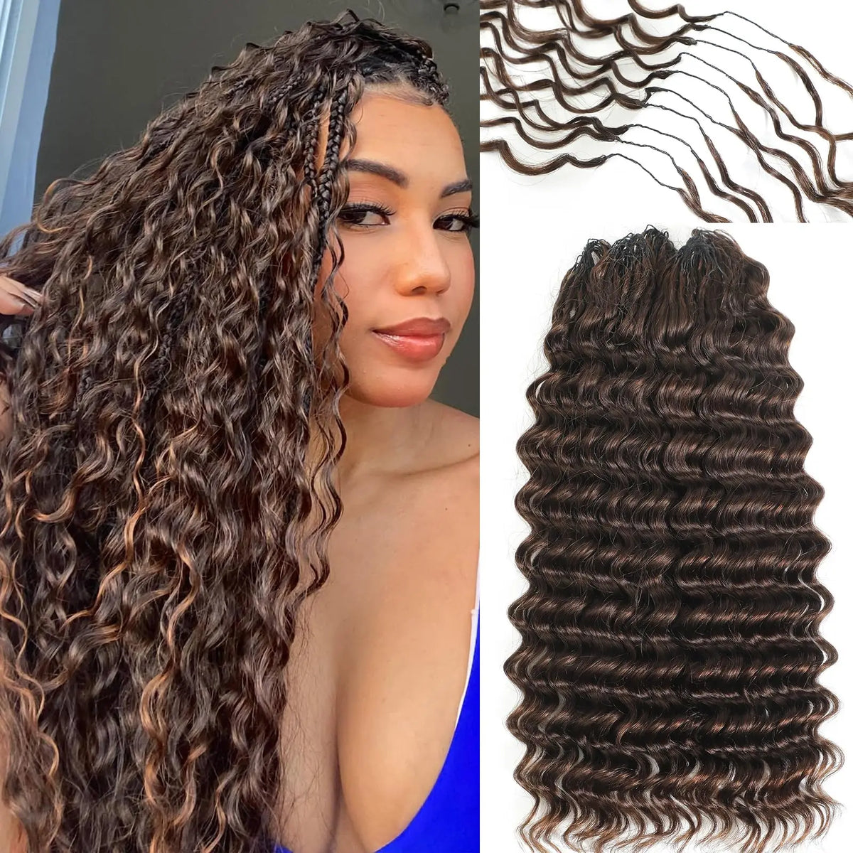 Burmese Curly Human Hair Crochet Braids With Boho Style for Women