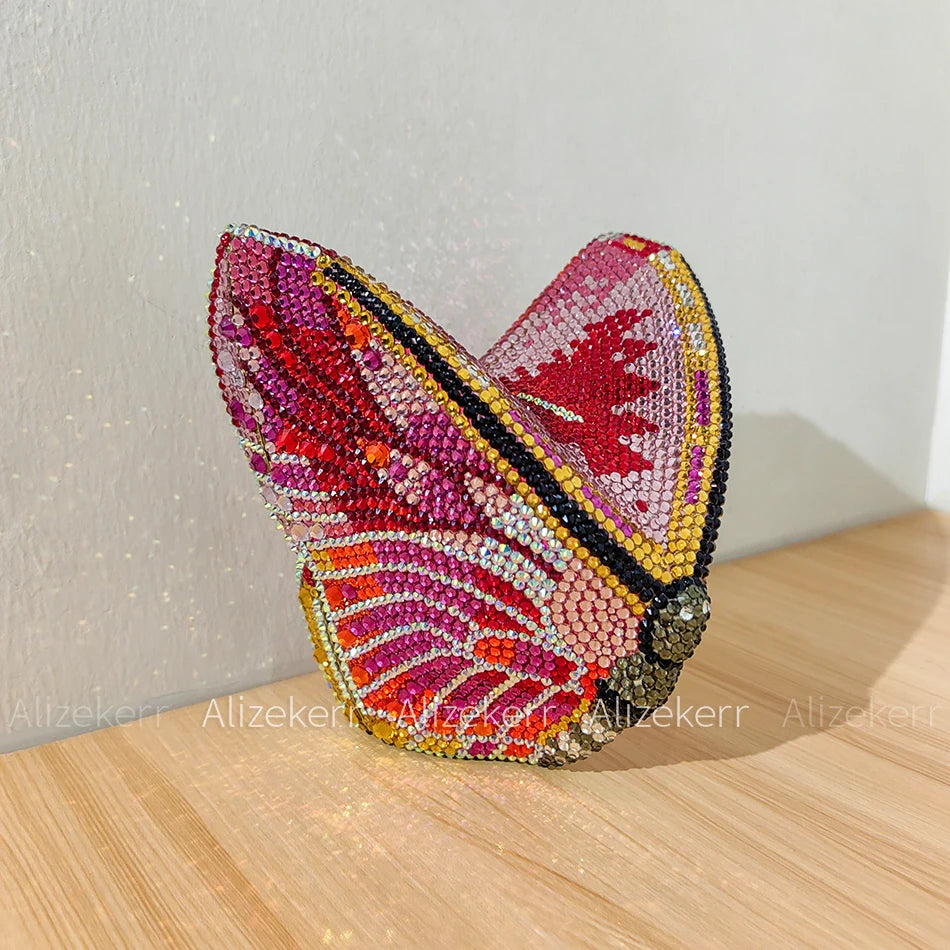 Alizekerr Butterfly Diamond Evening Bags Women 2025 Luxury Designer Gorgeous Rhinestone Clutch Purses And Handbags Wedding Party