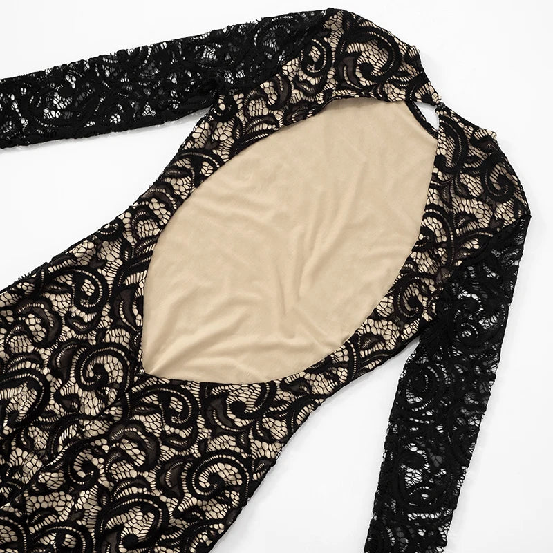 Backless Lace Patchwork Jumpsuit