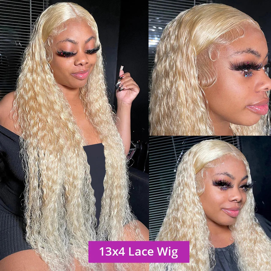 Honey Blonde Deep Wave Lace Front Human Hair Wig for Women