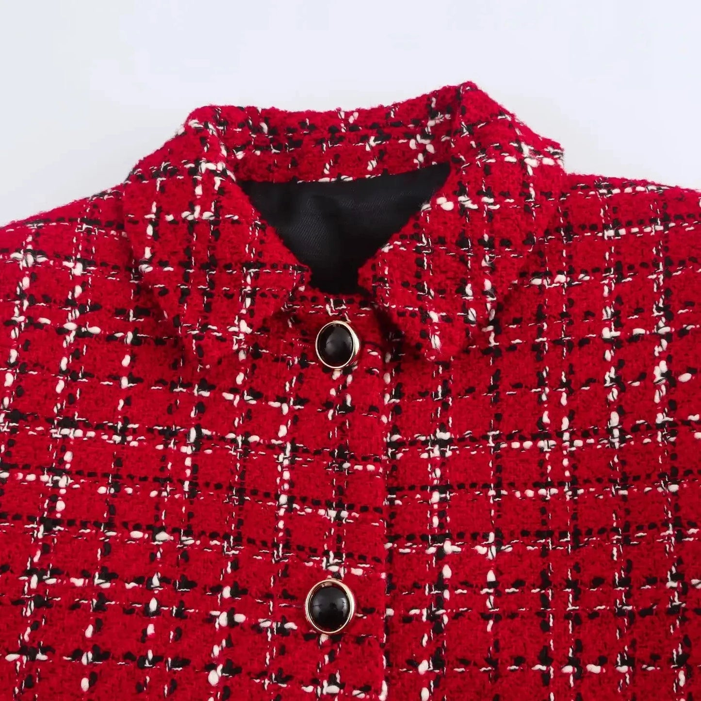 Retro Red Single-Breasted Jacket and Culottes Set for Women