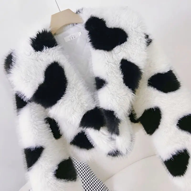 Fur Coat Women's Jacket Navy Collar Love Clothing 2025 Autumn Winter