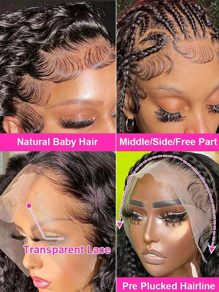 Deep Wave Preplucked Lace Front Human Hair Wig For Women