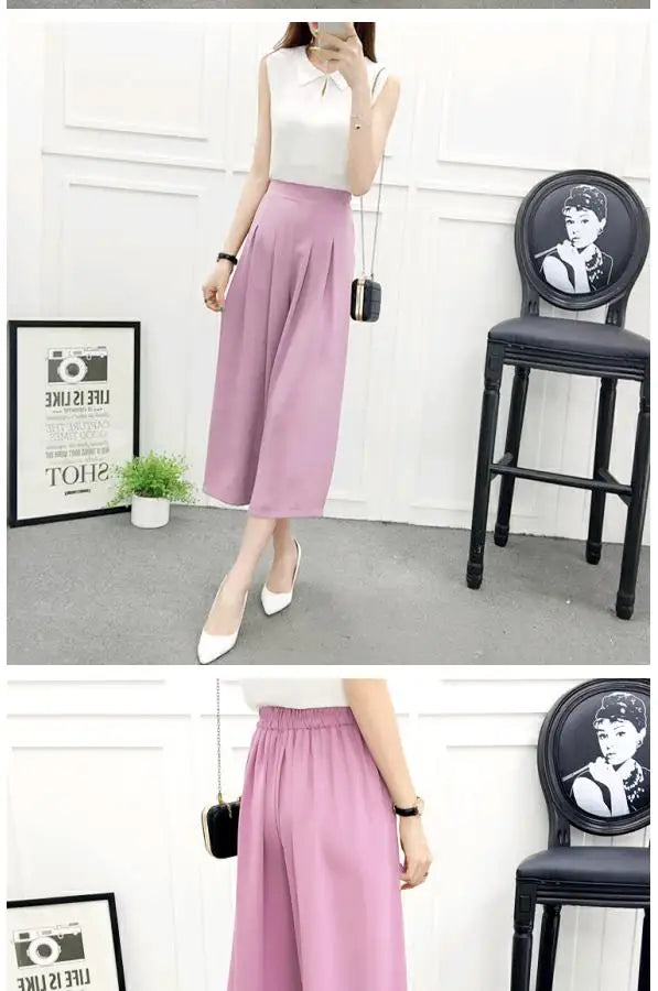 High Waist Pleated Wide Leg Cotton Linen Pants For Women