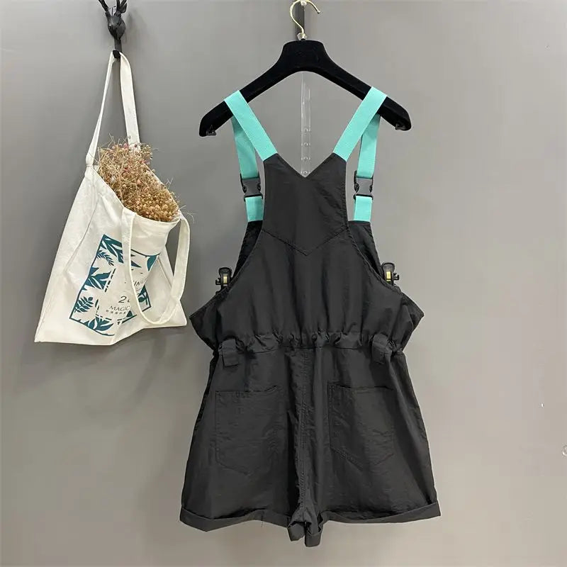 Casual Vintage Patchwork Drawstring Shorts for Women