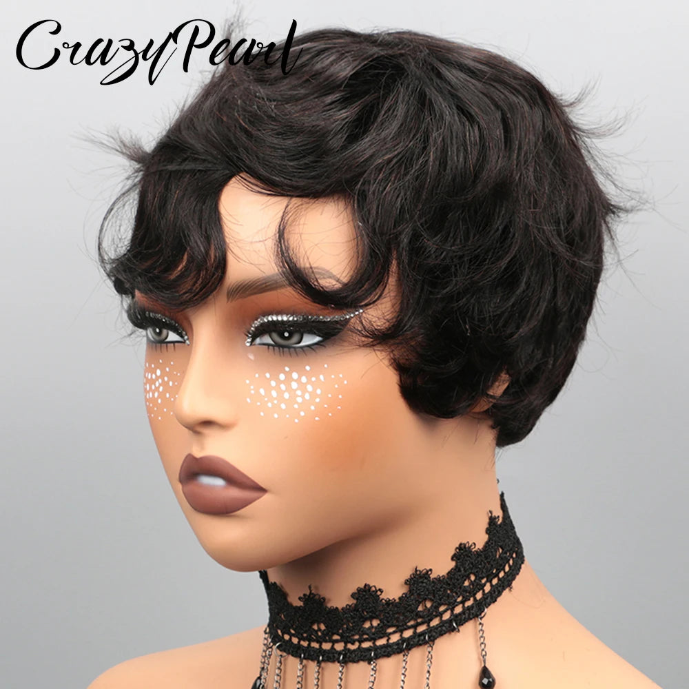 Layered Pixie Cut Human Hair Lace Front Wig for Women