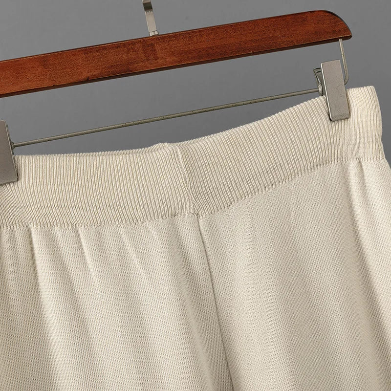 Loose Jacquard Knit Sweater and Wide Leg Pants Set for Women