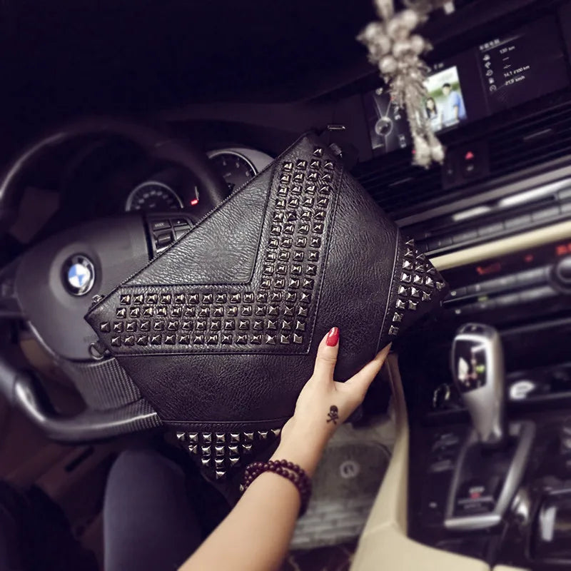 Gleaming Rivet Detail Envelope Clutch Bag for Women