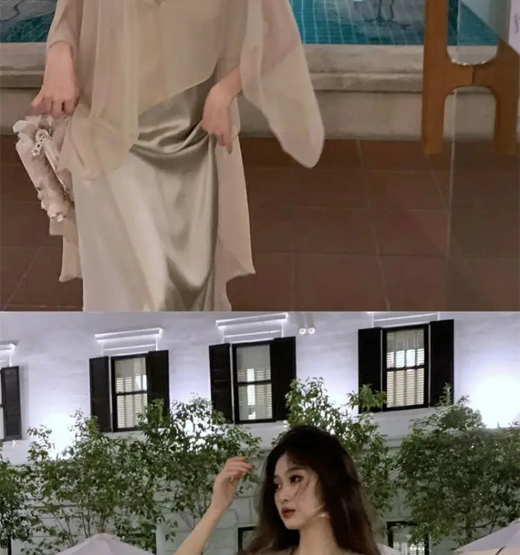 Elegant Lightweight Asymmetric Tulle Summer Blouse For Women