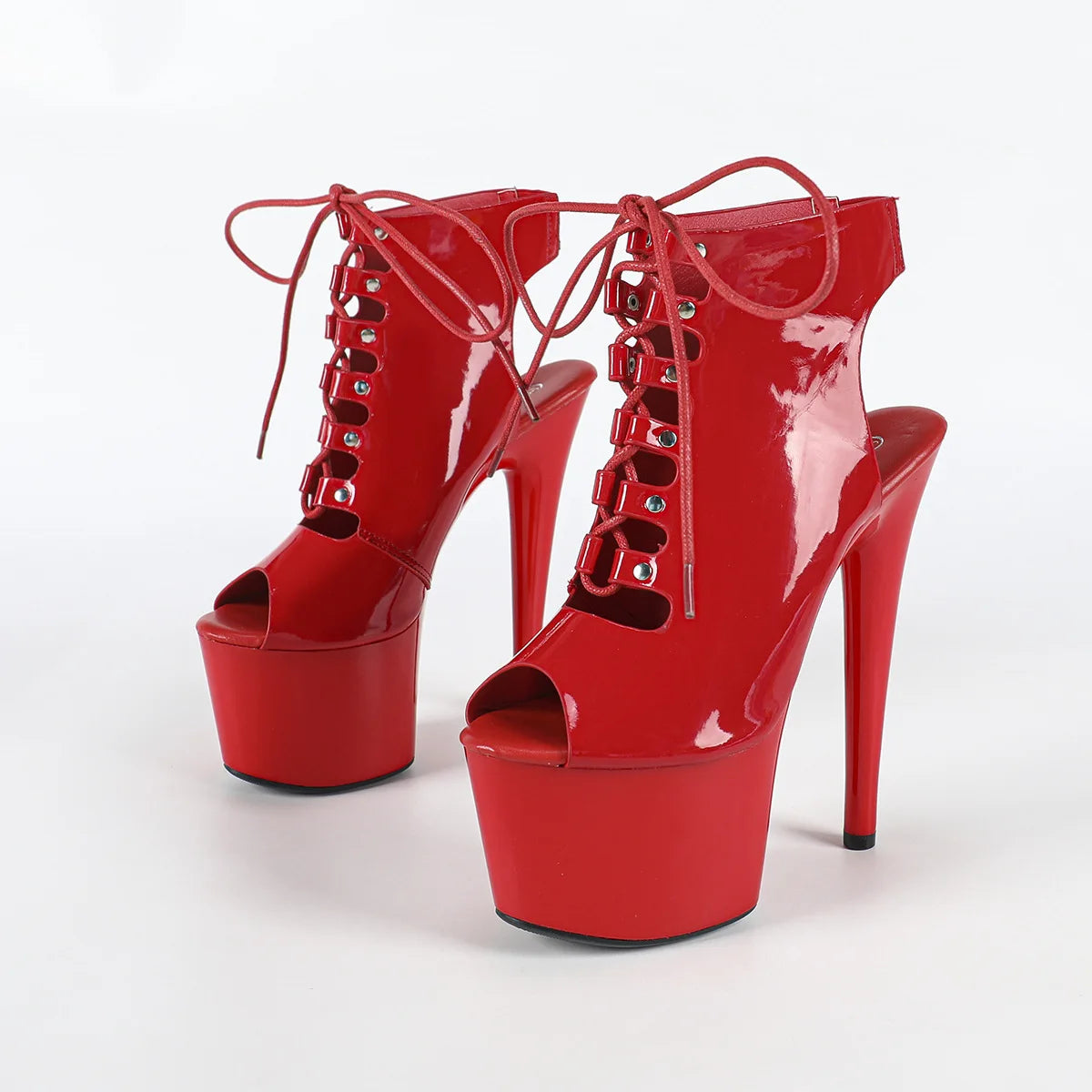 Premium Platform Peep Toe Lace Up Ankle Boots for Women