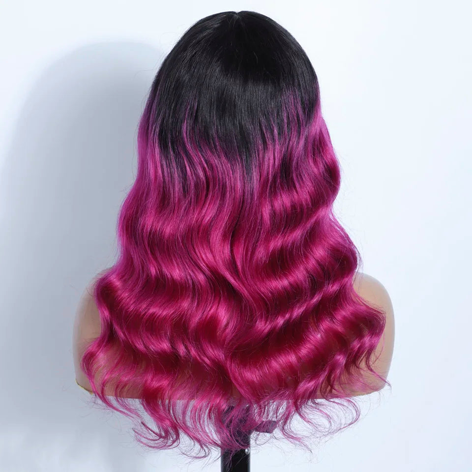 Long Body Wave Human Hair Wig With Bangs for Women