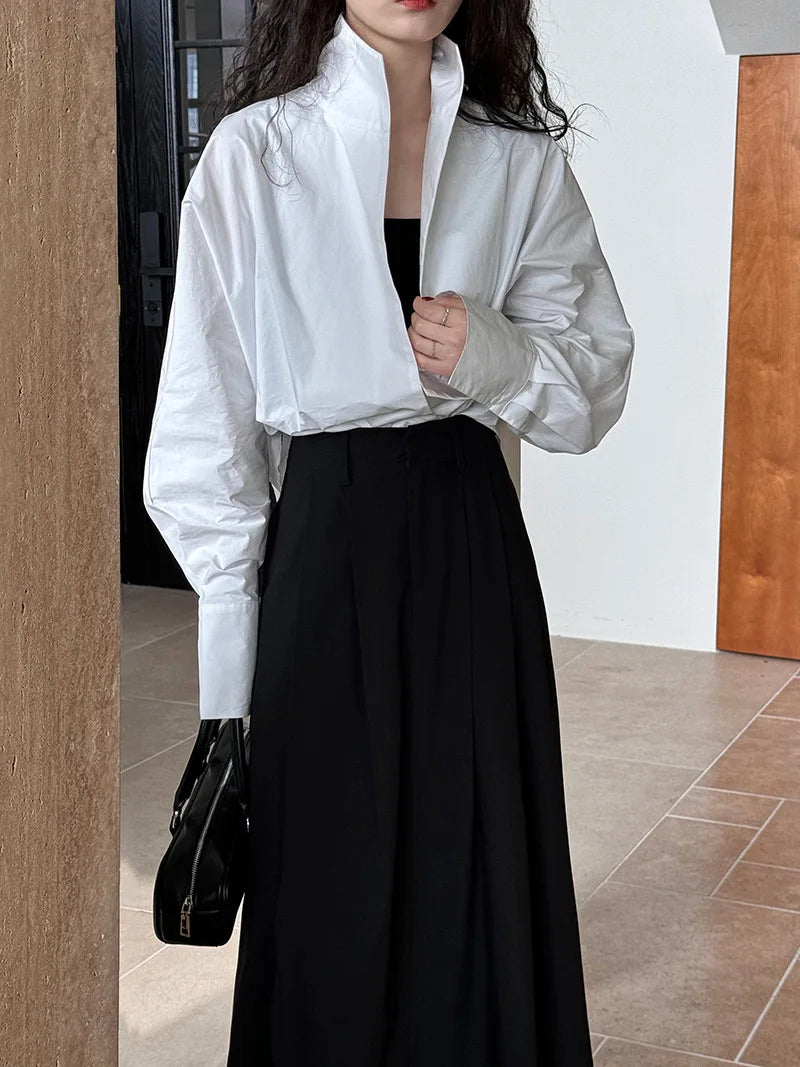 Batwing Sleeve Stand Collar Blouse