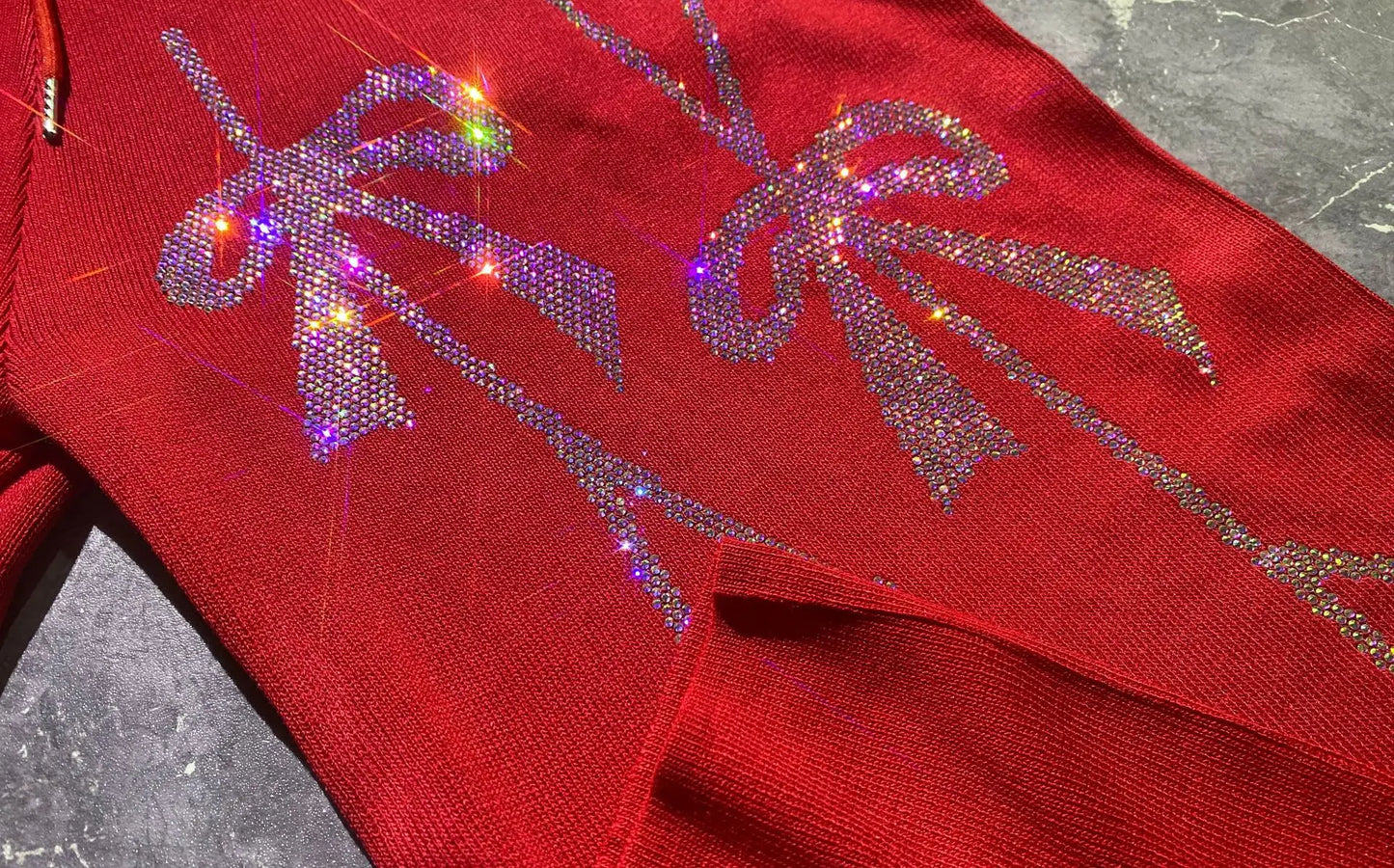 2025 Autumn New Fashion Rhinestone Knitted Two-Piece Set Loose Women's Top Casual Wide-Leg Pants Ladies Long Pants Suit