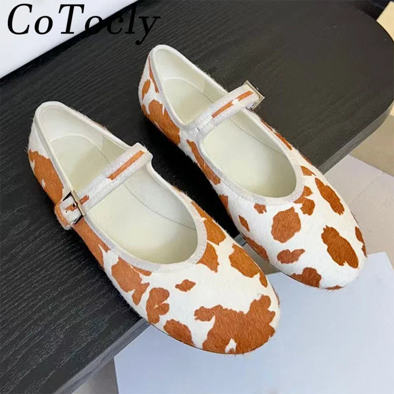 Elegant Buckle Strap Round Toe Mary Jane Flats For Women