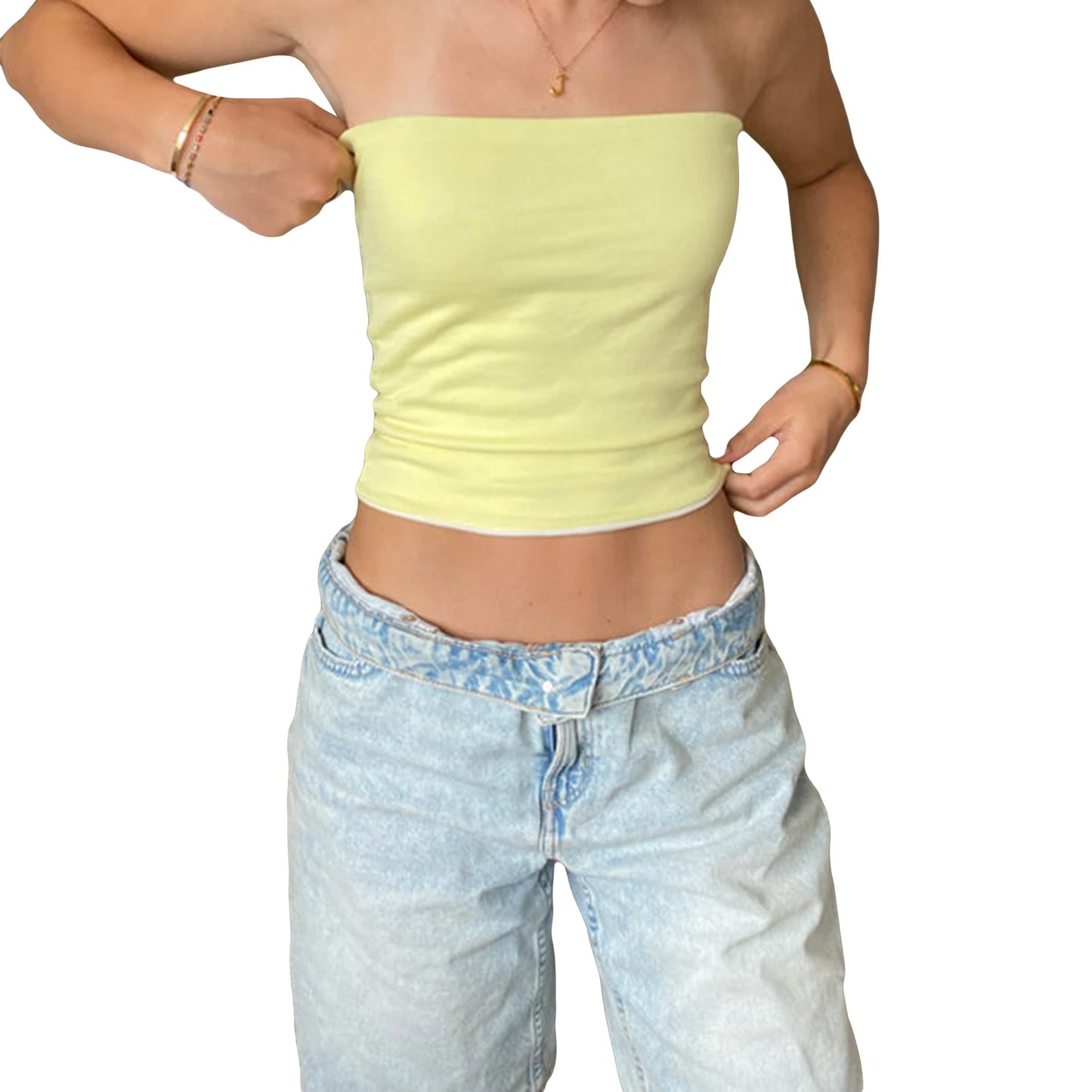Strapless Off Shoulder Sleeveless Crop Top for Women