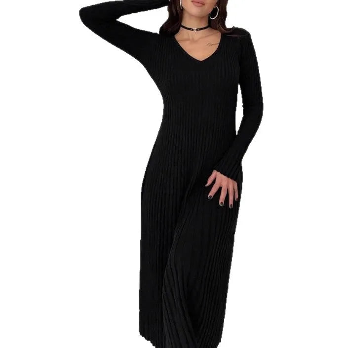 Elegant Long Sleeve Ankle Length Maxi Dress for Women