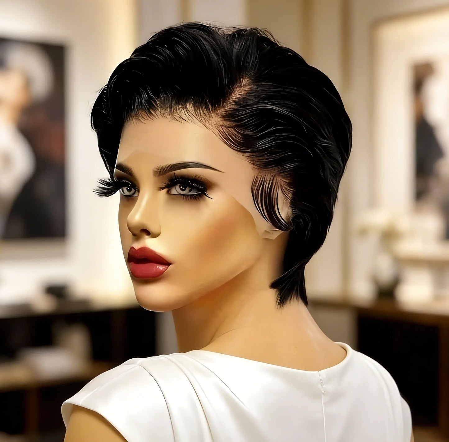 Body Wave 13x4 Lace Front Wig for Women Brazilian Human Hair Short Pixie Cut Wig Pre Plucked 180% Density