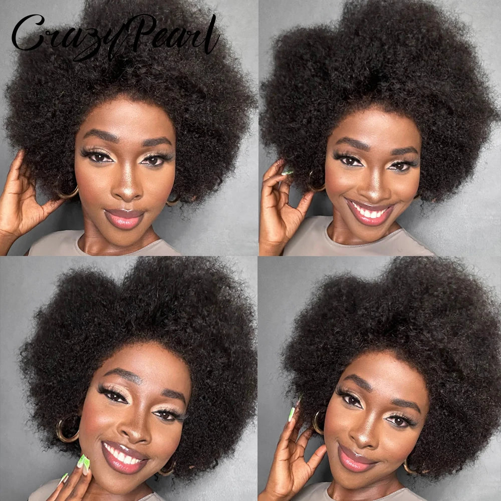 Afro Kinky Curly Lace Front Human Hair Wig for Women