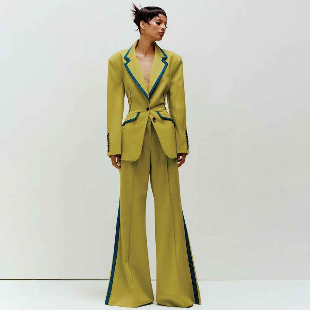 Tailored Notched Collar Two Piece Suit Set For Women