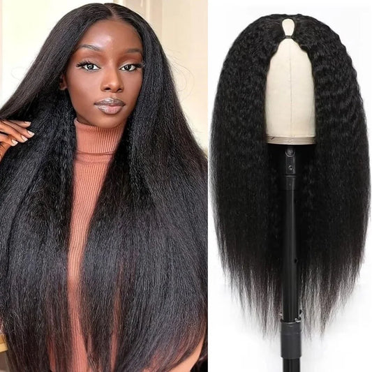 V Part Kinky Straight Wig