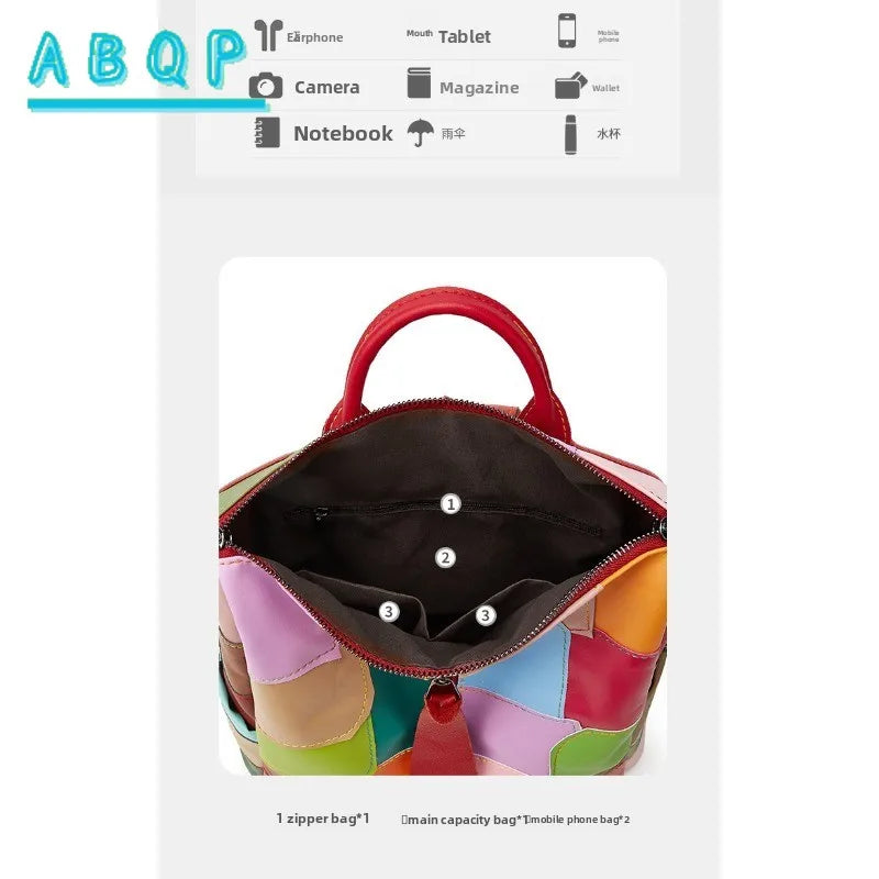 Large Capacity Internal Backpack Fashion Color Splicing Irregular Backpacks Outdoor Daily Handbag Casual Female Bag