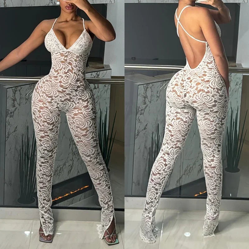 Cross Backless V-Neck Sleeveless Jumpsuit for Women