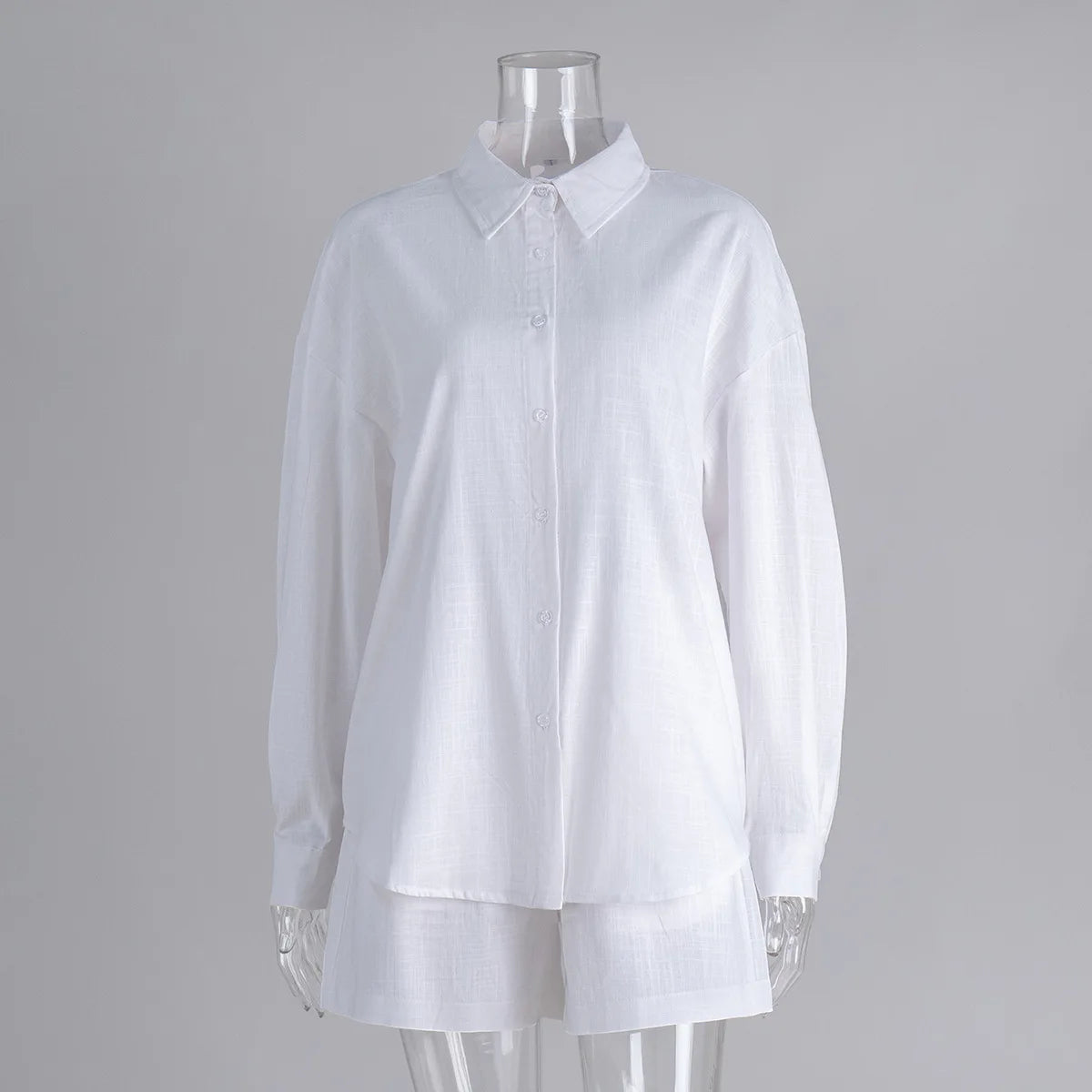 Lightweight White Cotton Summer Two Piece Set for Women