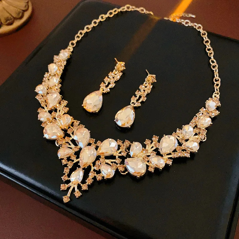 Rhinestone Necklace And Earring Set