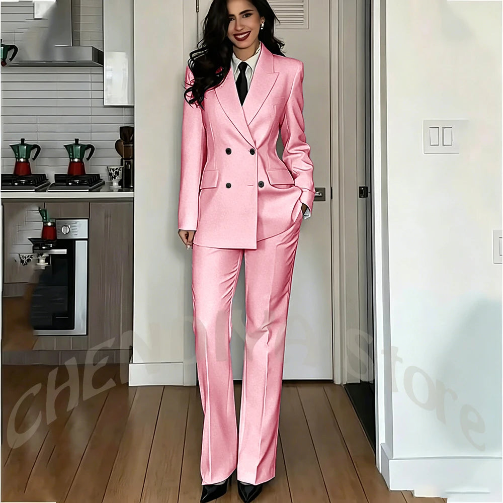 Modern Lady Pure White Suit Double Breasted Peak Lapel Casual Chic Women Suit Formal Dinner Party Business Office Outfit Costume