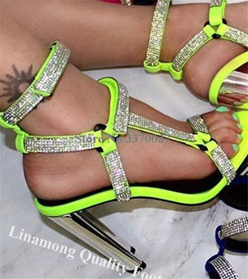 Sparkling Rhinestone Ankle Strap Sandals
