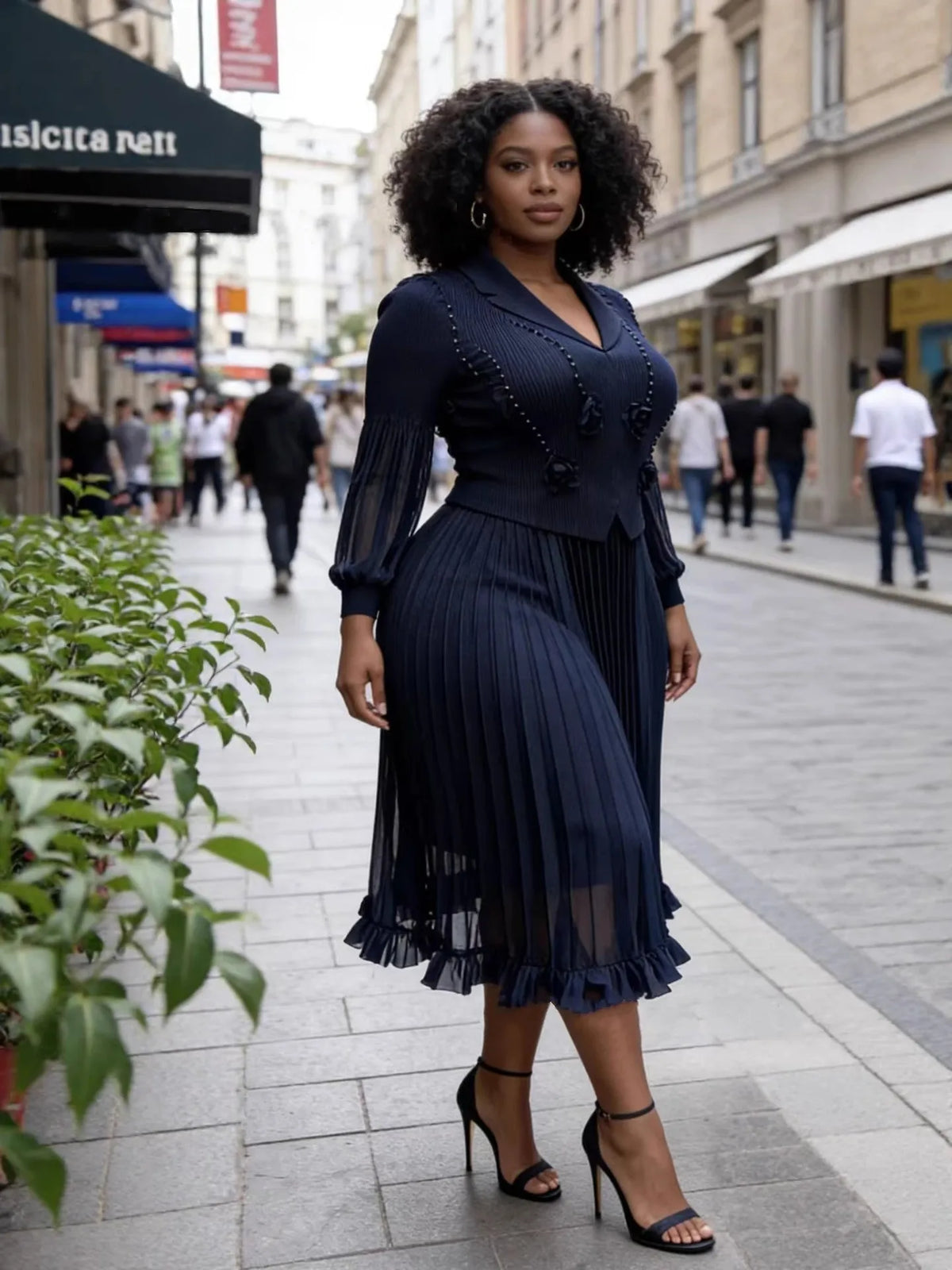 Elegant Long Sleeve Dashiki Pleated Maxi Dress for Women