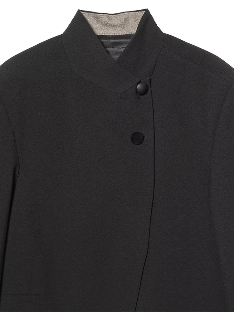 Elegant Stand Collar Coat and Trousers Set for Women