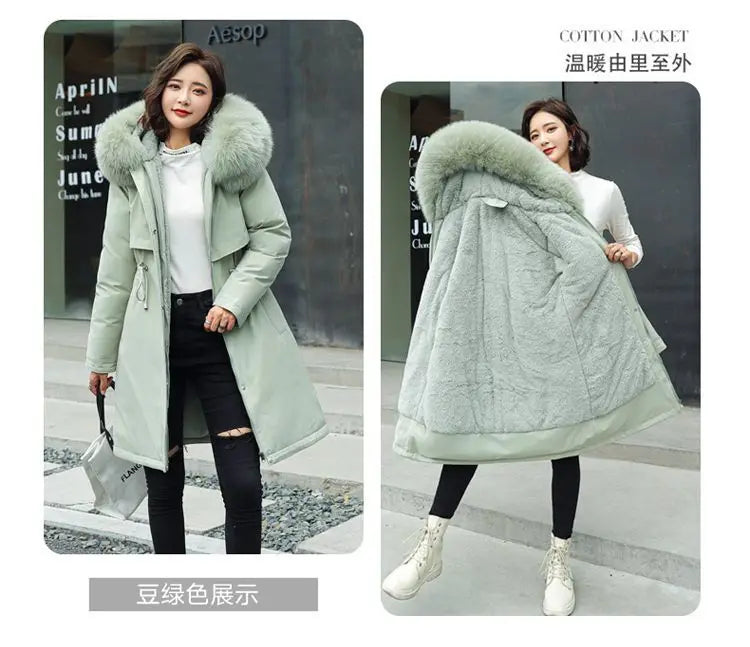 2025 New Parkas Women's Long Coat Winter Jacket Overcoming Plush Cotton Jacket