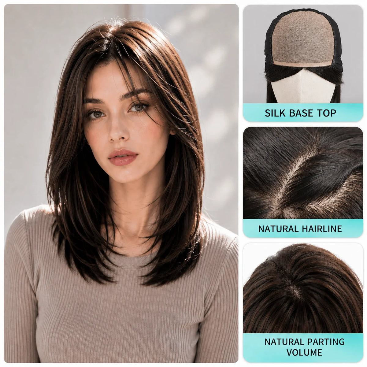 Silk Base Glueless Straight Human Hair Wig For Women