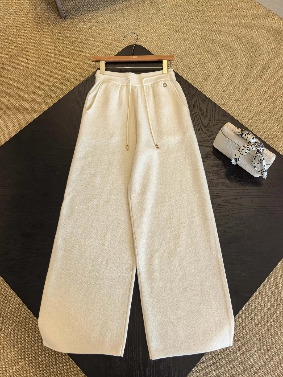 Hooded Knit Two Piece Set With Elastic Waist Pants For Women