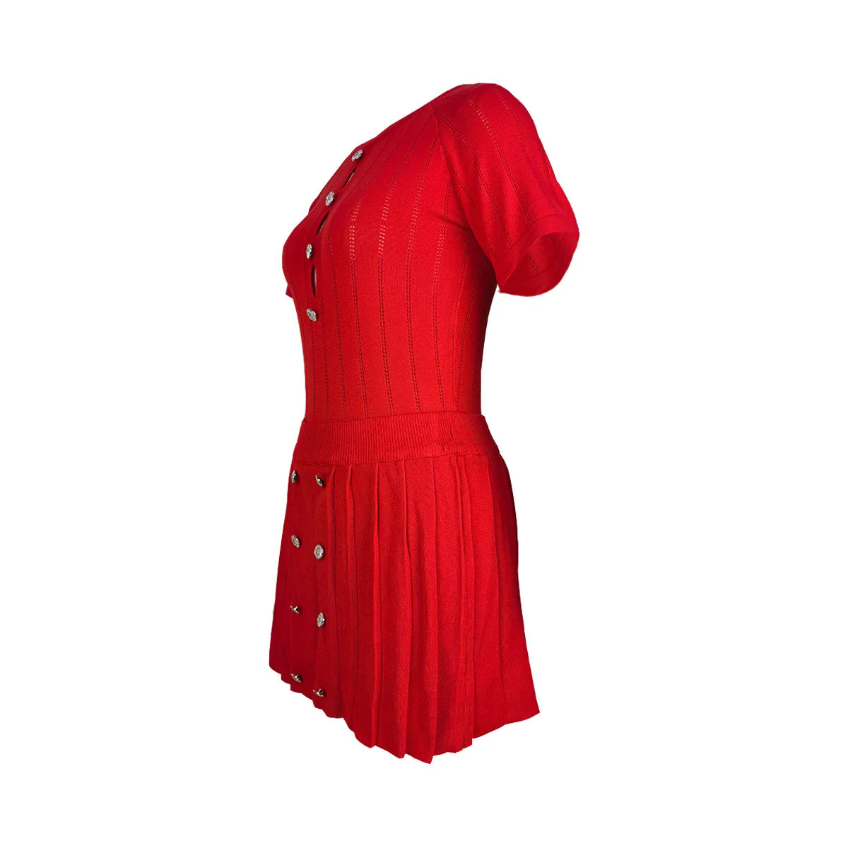 Casual Hollow Button Knit Two-Piece Beach Set for Women