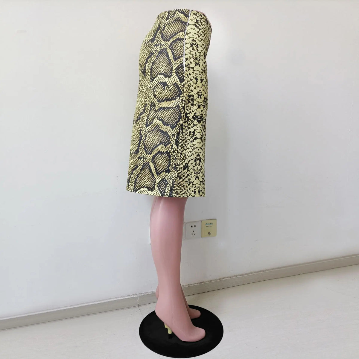Snake Print High Waist Slim Fit Midi Skirt for Women