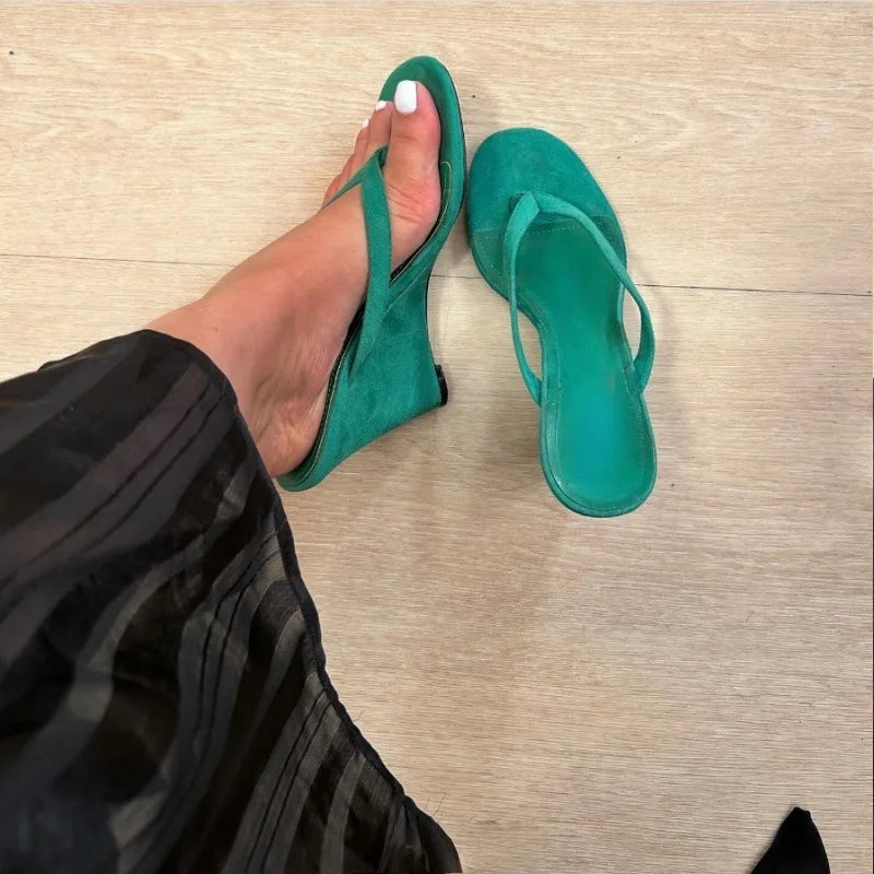 Comfortable Candy Color High Wedge Sandals For Women