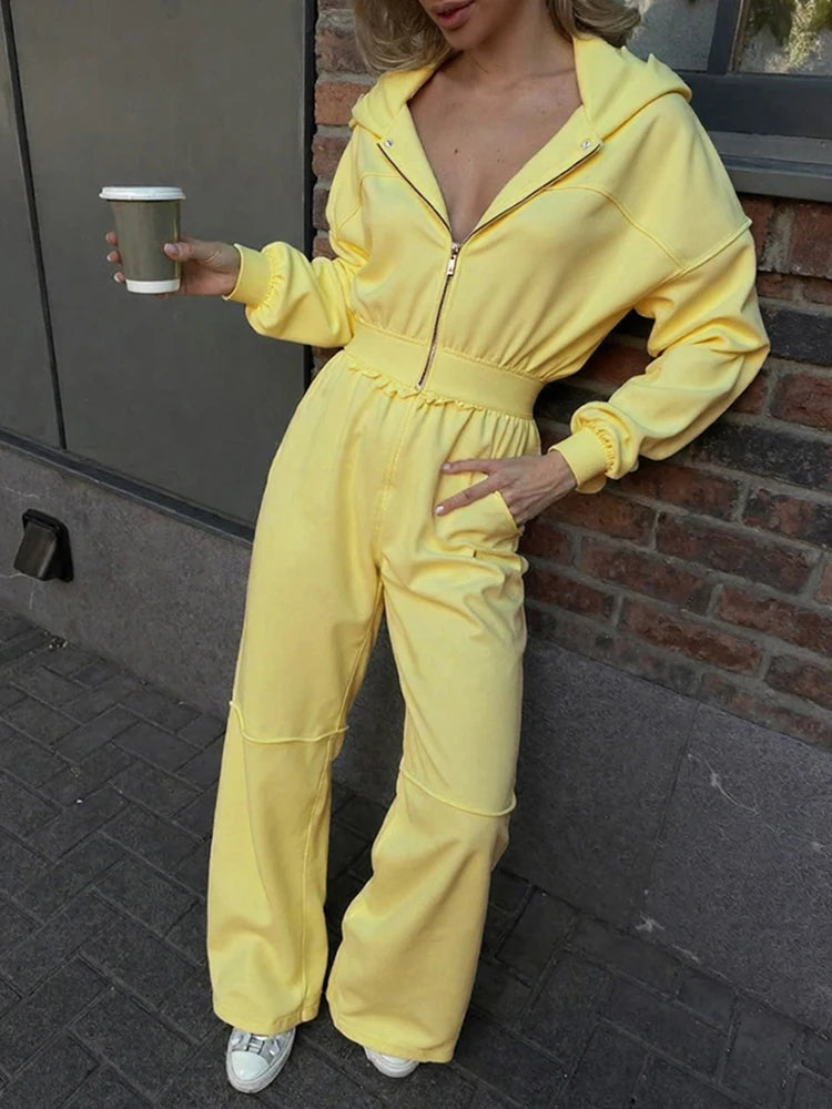 Cozy Woolen Hooded Pantsuit