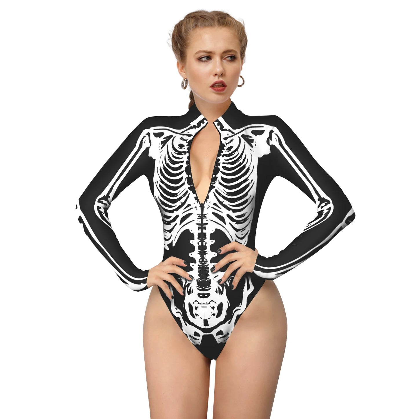 Halloween Skeleton Print Zentai Jumpsuit for Women