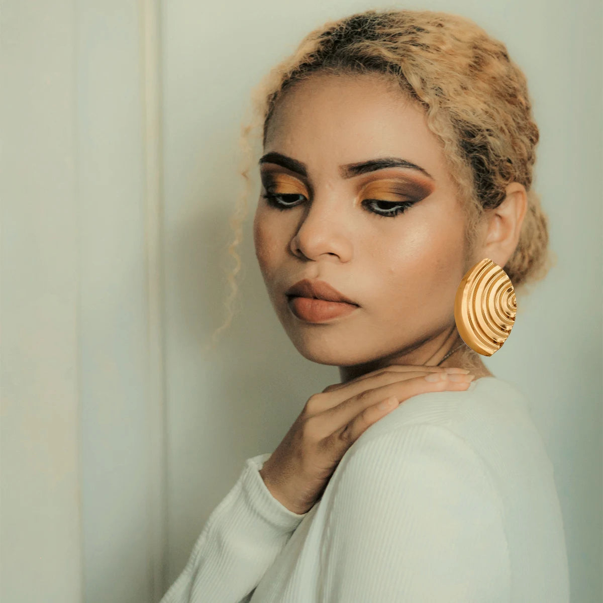 Fashion Jewelry Big Gold Color Round Geometric Earrings Dangle Drop Earrings For Women African Wedding Party Gifts