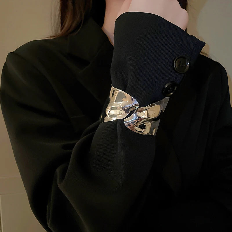 Layered Geometric Metal Cuff Bracelet