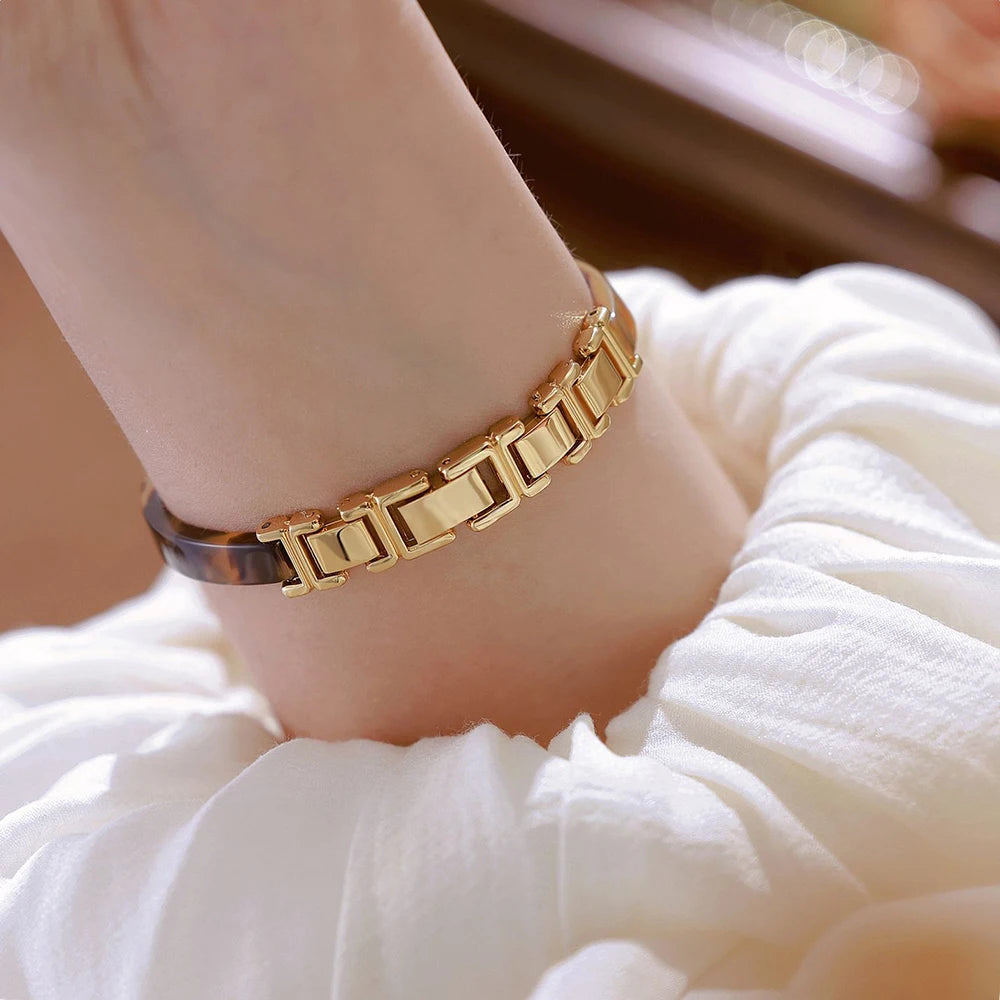 Tortoiseshell Square Bracelet Watch