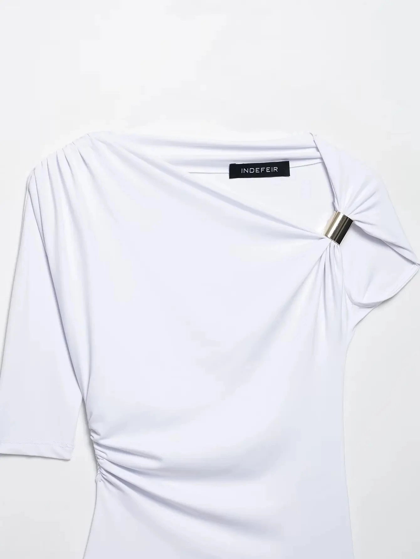 Chic Asymmetrical Wrinkled One-Shoulder Top for Women