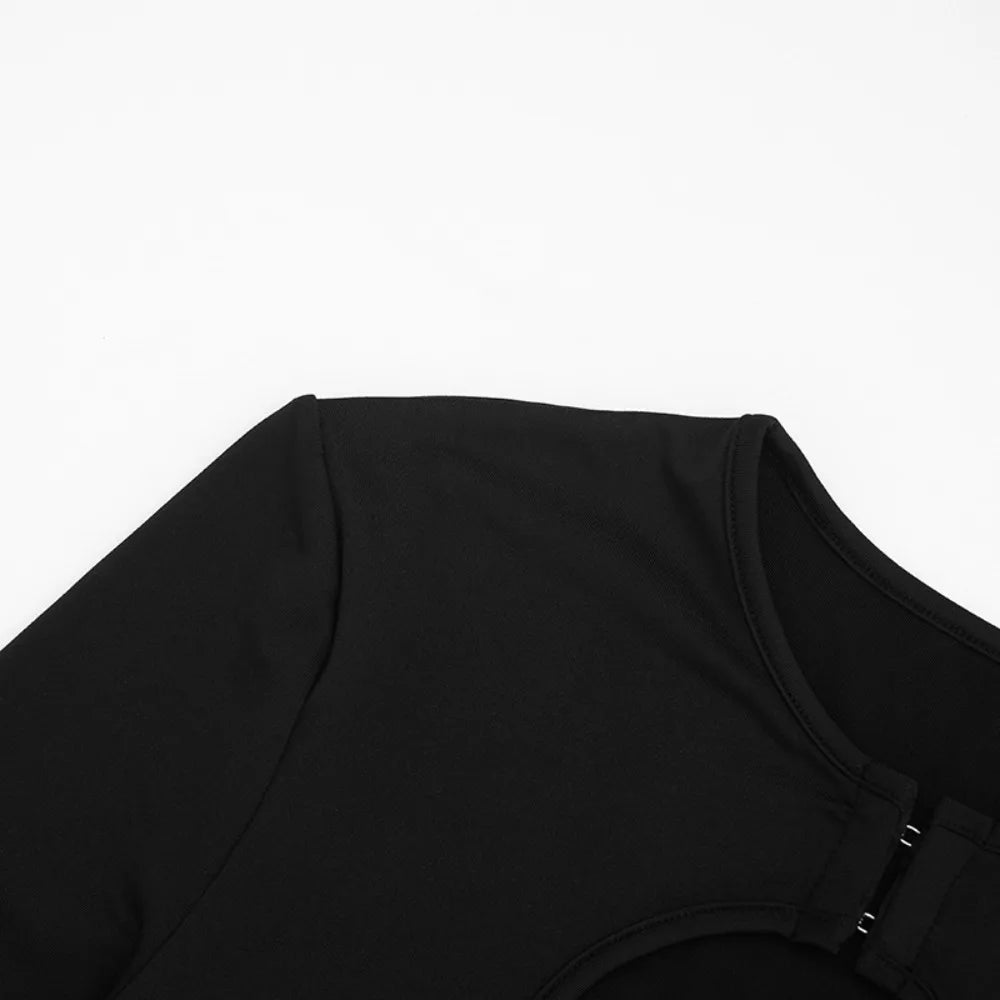 Hollow Out Long Sleeve Crop Top And Shorts Set for Women