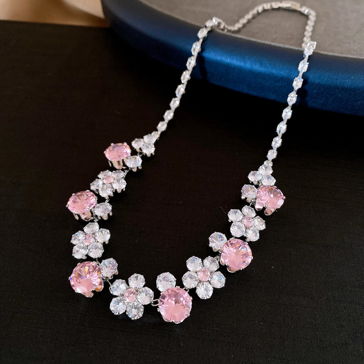 Floral Cubic Zirconia Necklace Set